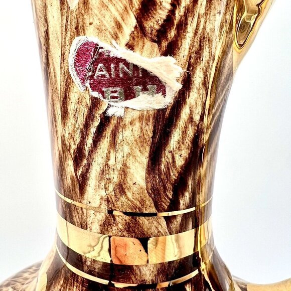 Vintage Ceramic Pitcher Hand Painted Vase Gold Accents - Picture 7 of 10
